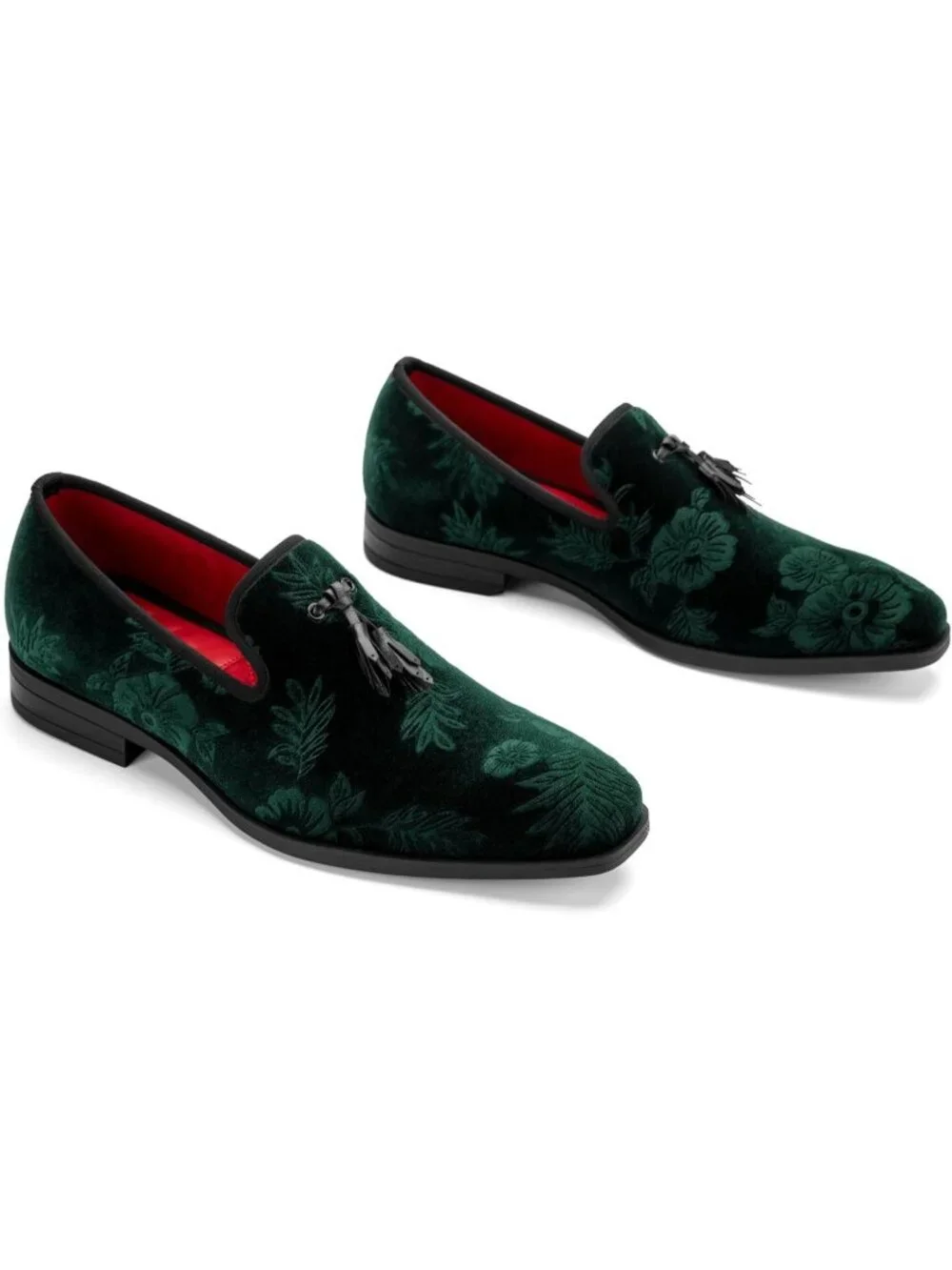 JITAI Men's Green30 Rubber Loafers Tassels Spikes Comfortable Wedding Prom Shoes